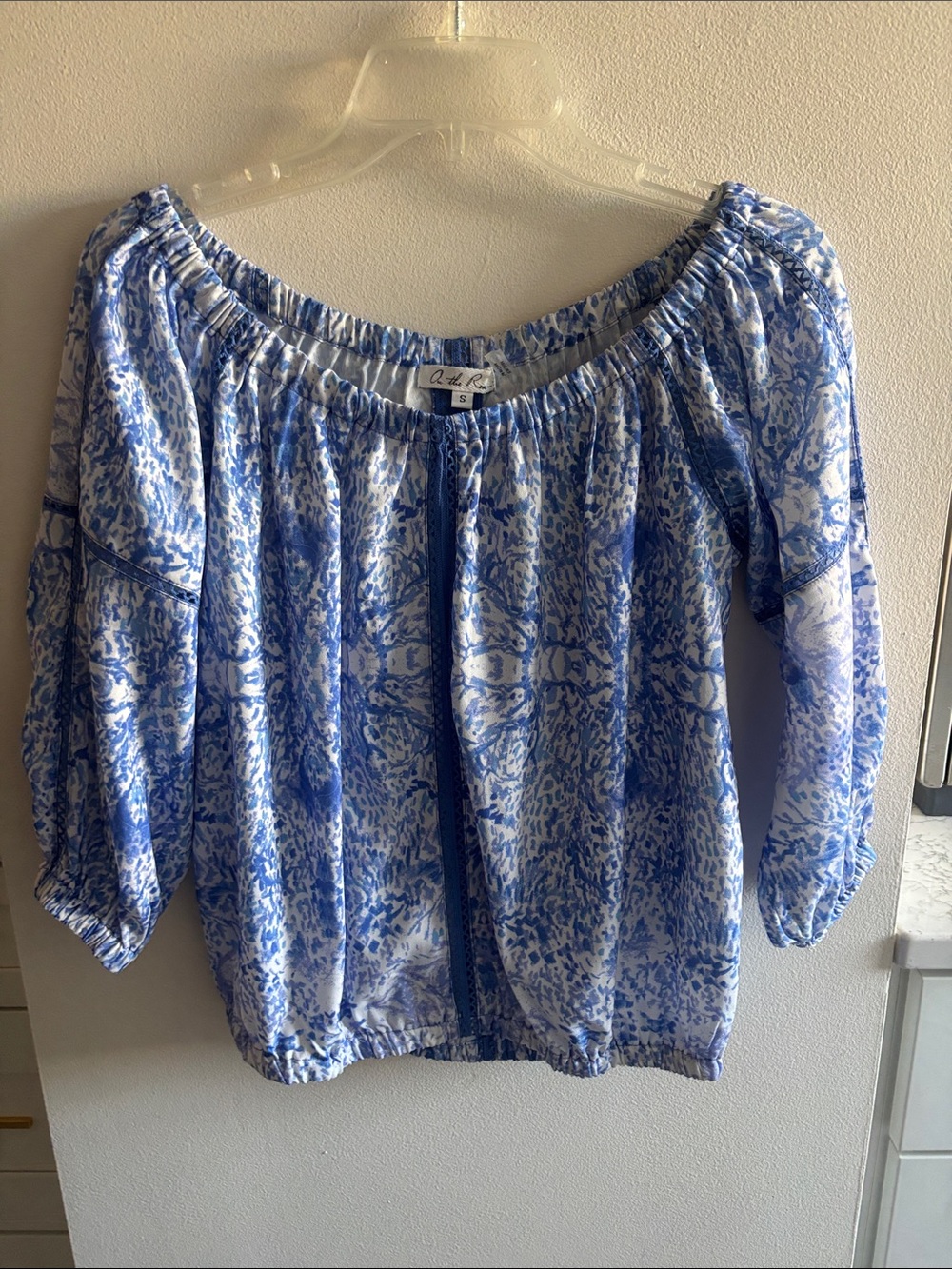 On The Road Blue and White Floral Off-Shoulder Blouse